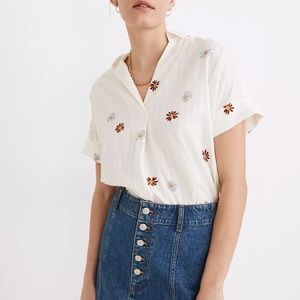 Madewell Daisy Embroidered Courier Button-Back